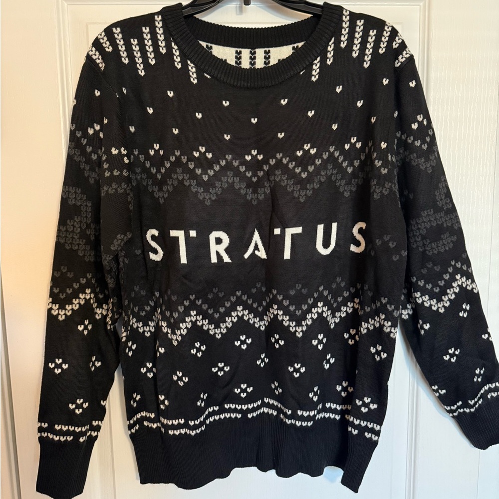 Black and White Crewneck Sweater for Men